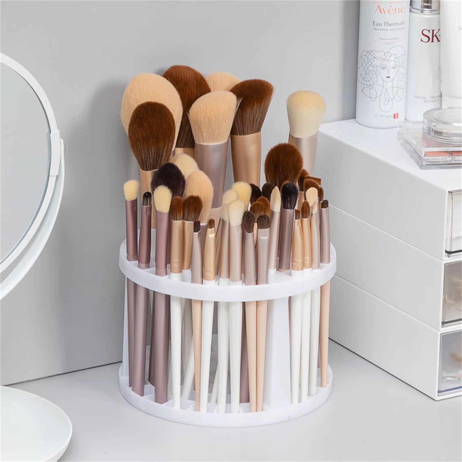 Lattices Cosmetic Makeup Brush Storage Holder Multifunction Large-Capacity Table Organizer Make up Tool Pen Plastic Storage Box