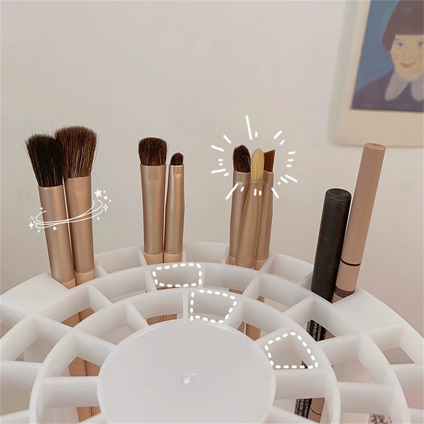 Lattices Cosmetic Makeup Brush Storage Holder Multifunction Large-Capacity Table Organizer Make up Tool Pen Plastic Storage Box